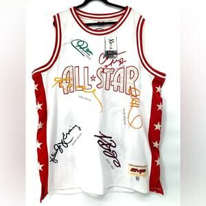 MVP National Basketball League White Red Signatures Jersey Size XXL